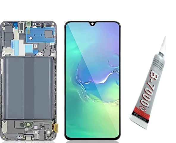 SAMSUNG A70 OLED  Ekran Dokunmatik Çıtalı (SİYAH) B7000 YAPIŞTIRICI ürün görseli 1