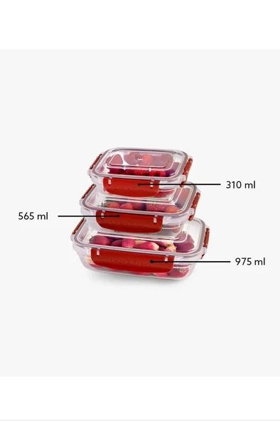 Master Dikdörtgen Saklama Seti 3 lü 310-565-975 Ml DYZSTAR-30886 ürün görseli 1