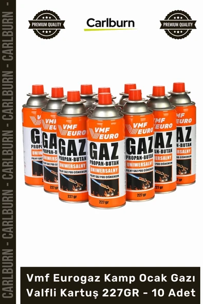 #OcakGazı Taşınabilir Pürmüz Propan Bütan Vmf Eurogaz Kamp Ocak Gazı Valfli Kartuş 227GR 10 Adet ürün görseli 1