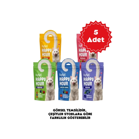 Reflex Plus Happy Hour Karışık Kedi Ödül Maması 60gr x 5 Adet ürün görseli 1