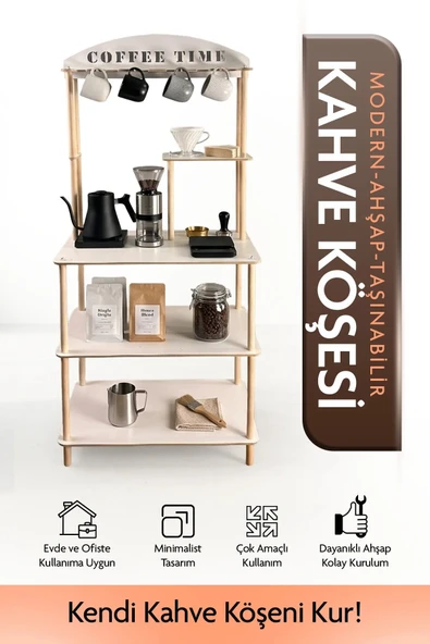 Tridihome Kahve Köşesi Rafı Coffee Station Mutfak Düzenleyici Ofis Standı Çok Amaçlı ürün görseli 1