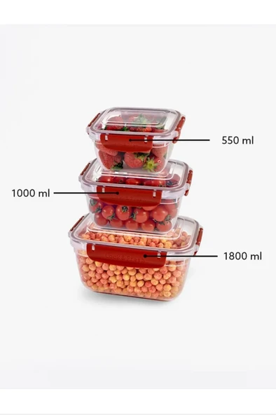 Master Dikdörtgen Saklama Seti 3 lü 550-1000-1800 Ml DYZSTAR-30866 ürün görseli 1
