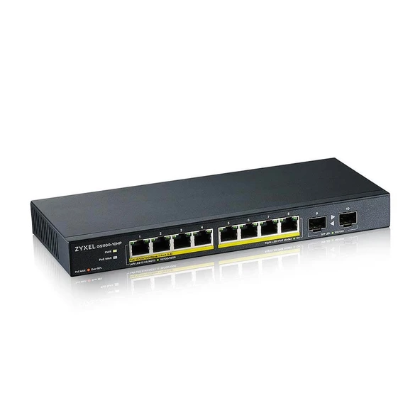 ZyXEL 8port PoE 130w 2-SFP Gigabit Yönetilemez Switch GS1100-10HP ürün görseli 1