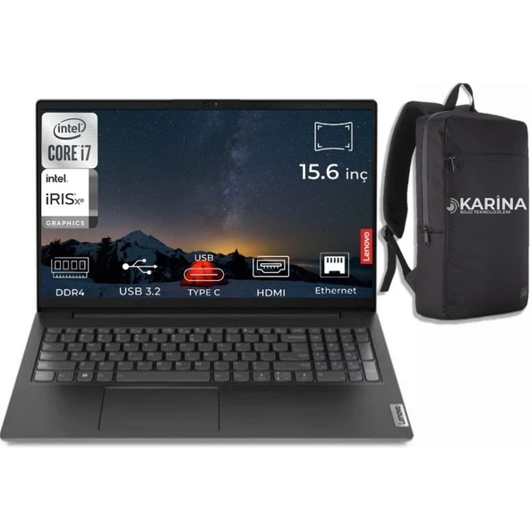 Lenovo V15 G4 Iru Intel Core I7 1355U 8gb 1tb SSD 15.6" Fhd WIN11 Pro Taşınabilir Bilgisayar 83A100GPTR-18 ürün görseli 1