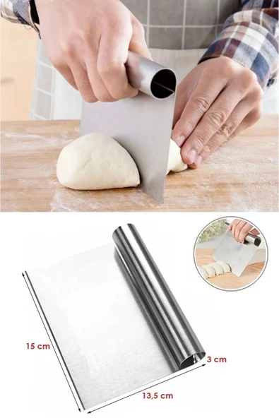 2li Set Hamur Şekillendirici Eğik Pasta Spatulası +Metal Hamur Kesici Kazıyıcı Spatula ürün görseli 1