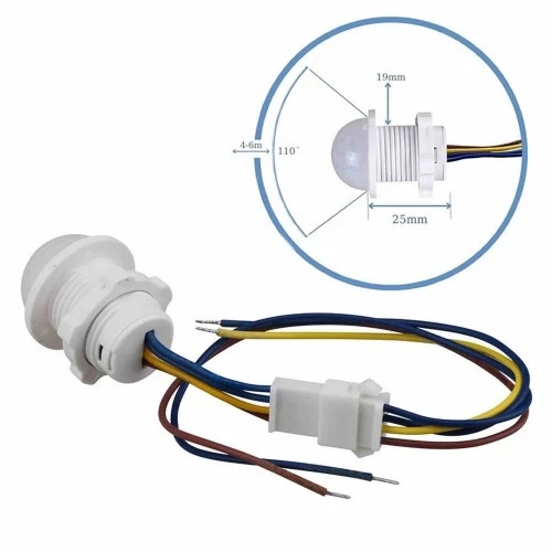 220V Hareket Pır Sensörü - Otomatik Lamba Sensörü 25cm Kablolu - Resim 6