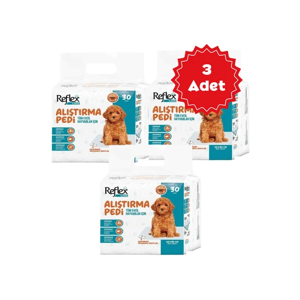 Reflex Care Kaydırmaz Köpek Alıştırma Pedi 60x90cm (30'lu) x 3 Adet ürün görseli 1