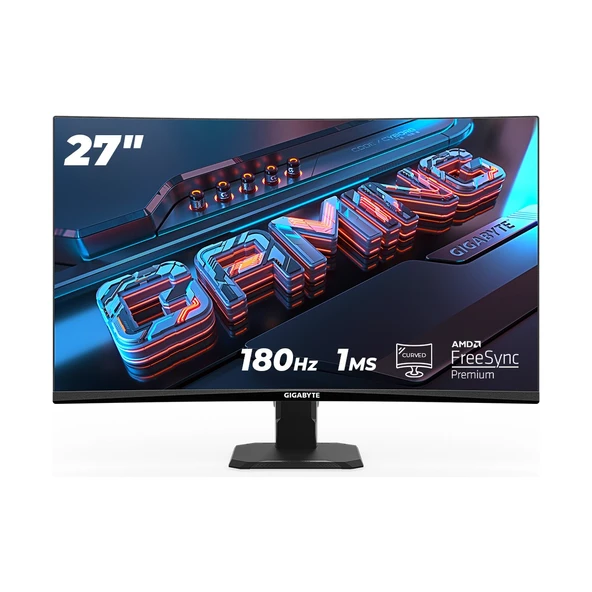 GIGABYTE GS27FC 27" 180Hz 1MS AMD FreeSync Premium VA Curved Oyuncu Monitörü ürün görseli 1