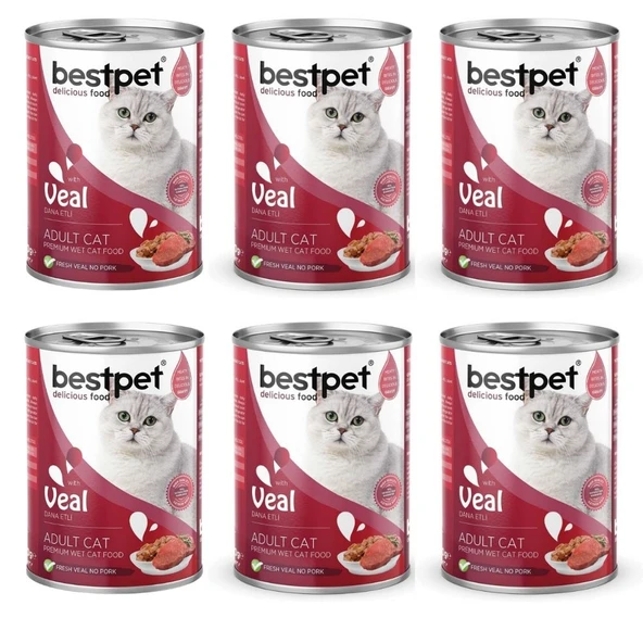 Bestpet Dana Etli Yetişkin Kedi Konservesi 400 gr 6'lı Paket ürün görseli 1