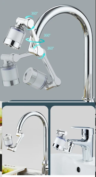 Filtreli Kireç Hapsedici Robotik Kol Musluk Başlığı - Mutfak Banyo Musluk Uzatma Aparatı Ucu ürün görseli 1