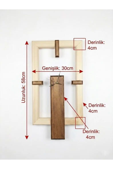 Modern Ahşap Duvar Saati Dekoratif Duvar Dekoru - Resim 4