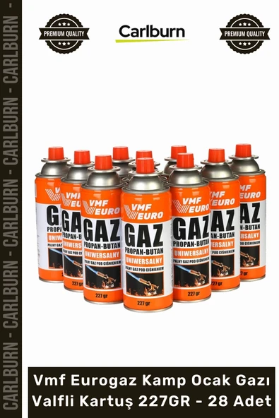 #OcakGazı Pürmüz Uyumlu Bütan Propan Vmf Eurogaz Kamp Ocak Gazı Valfli Kartuş 227GR 28 Adet ürün görseli 1