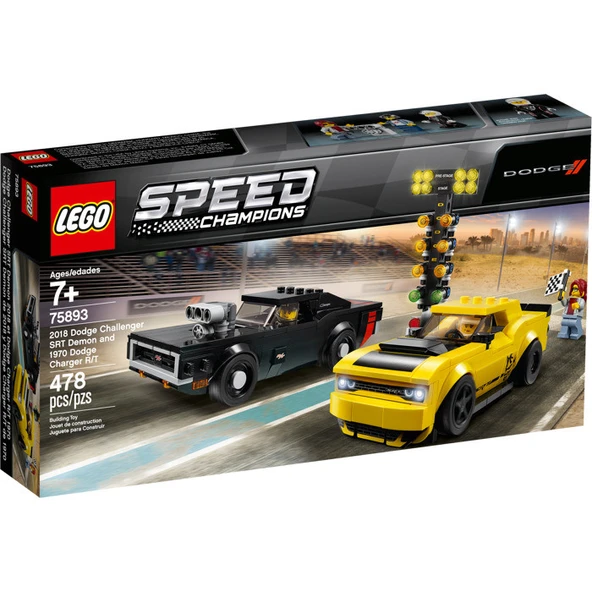 LEGO 75893 Speed Champions 2018 Dodge Challenger SRT Demon ve 1970 Dodge ürün görseli 1