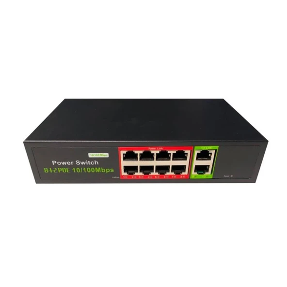 URANIUM POE-8002-96W 8 PORT 10/100 + 2 PORT 10/100 RJ45 UPLINK POE SWITCH (REALT ürün görseli 1