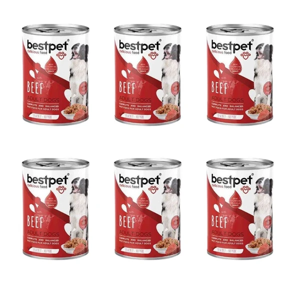Bestpet Biftek Parça Etli Yetişkin Köpek Yaş Maması  415 gr x 6 Adet ürün görseli 1