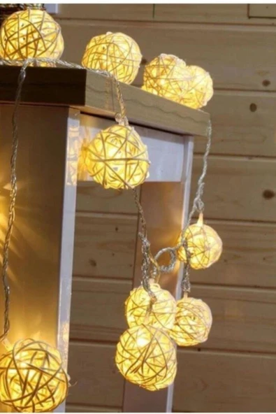 Hasır Toplar Led Işık 2 metre GÜN IŞIĞI Dekor Lambası ürün görseli 1