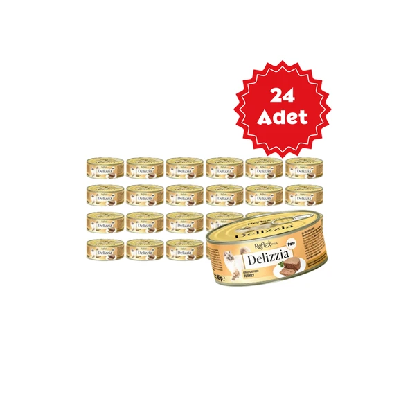 Reflex Plus Delizzia Hindi Etli Ezme Yetişkin Kedi Konservesi 85gr x 24 Adet ürün görseli 1