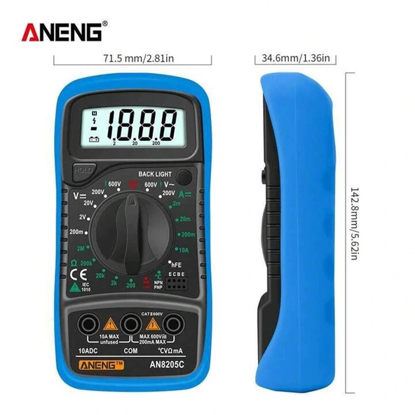 Aneng AN8205C Dijital Multimetre (Mavi) - Resim 5