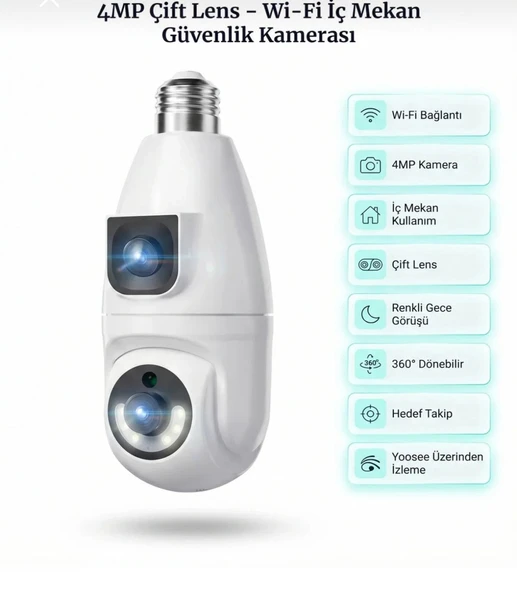 ÇİFT LENS KABLOSUZ AKILLI GÜVENLİK KAMERASI ürün görseli 1