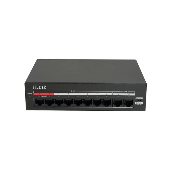 HILOOK NS-0110MP-60, 8 Port, Megabit, PoE 60W, 2 Port Megabit Uplink, Yönetilemez, Masaüstü Switch ürün görseli 1
