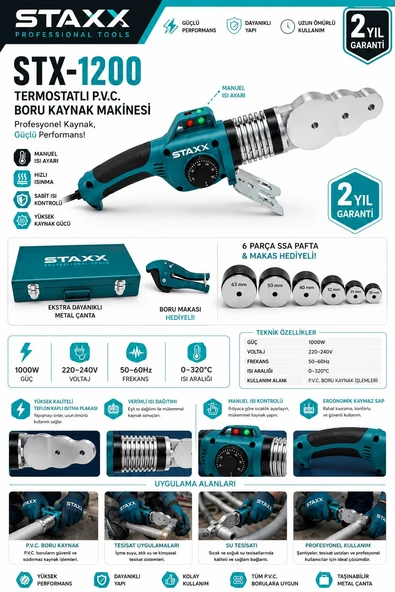 Usta Serisi PVC Boru Kaynak Makinesi 1000W 20-63mm Tam Set Profesyonel Boru Kaynak Makinesi Ayarlı ürün görseli 1