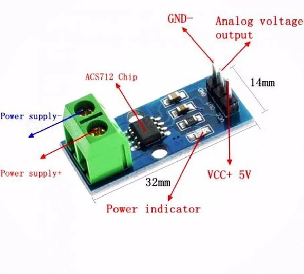 ACS712 Akım Sensörü Current Sensor -30 ila +30 A - Resim 4