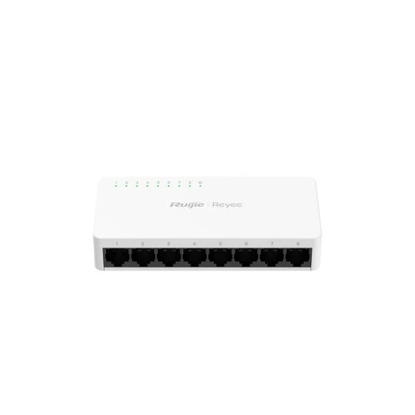 RUIJIE REYEE RG-ES08F 8 PORT 10/100 YONETILEMEZ DESKTOP SWITCH PLASTİK KASA ürün görseli 1