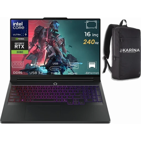 Lenovo Legion Pro 7 16IAX10H Ultra 9 275HX 83F5004RTR-K09 32GB 4tb RTX5080 16GB W11HOME 16" 240Hz Wqxga Gaming Laptop ürün görseli 1