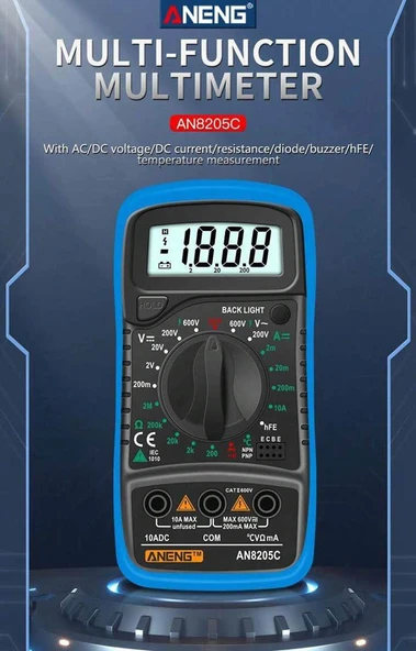 Aneng AN8205C Dijital Multimetre (Mavi) - Resim 4