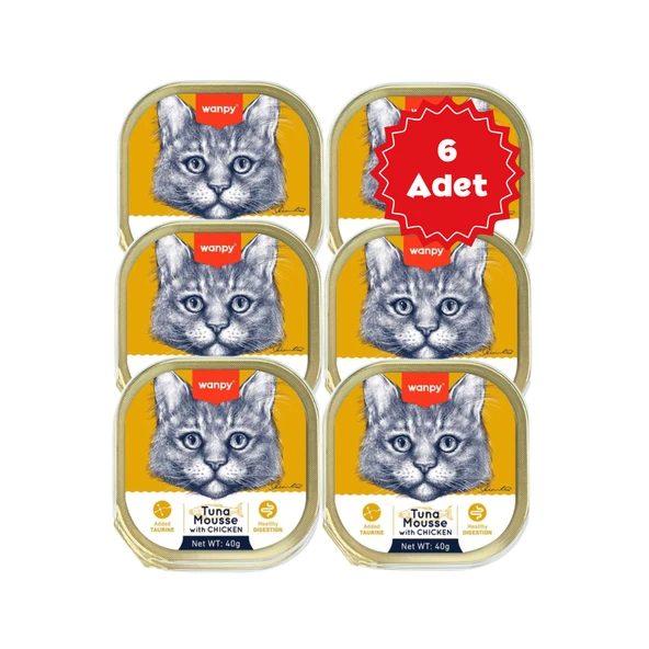 Wanpy Alutray Ezme Ton Balıklı Tavuklu Kedi Konservesi 40grX6 Adet ürün görseli 1