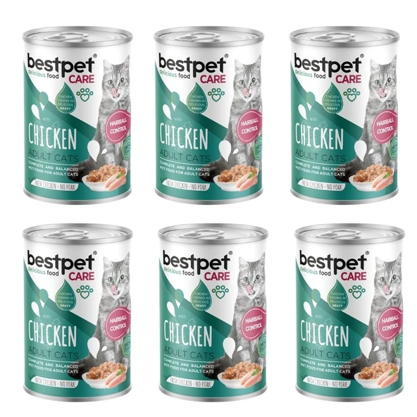 Bestpet Care Hairball Control Tavuklu Kedi Konservesi 400 gr 6'lı Paket ürün görseli 1