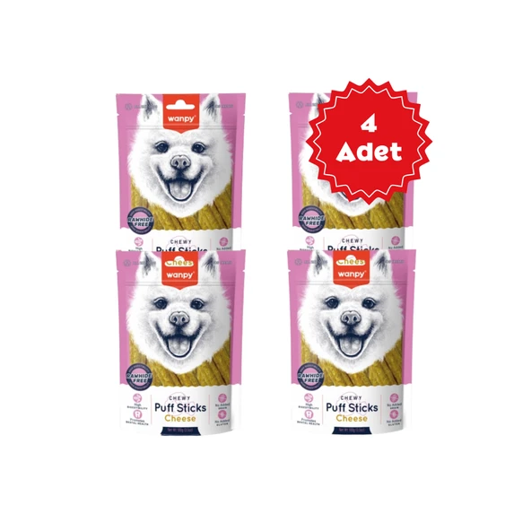 Wanpy Chewy Puff Sticks Tahılsız Peynirli Köpek Ödül Maması 100grx4 Adet ürün görseli 1