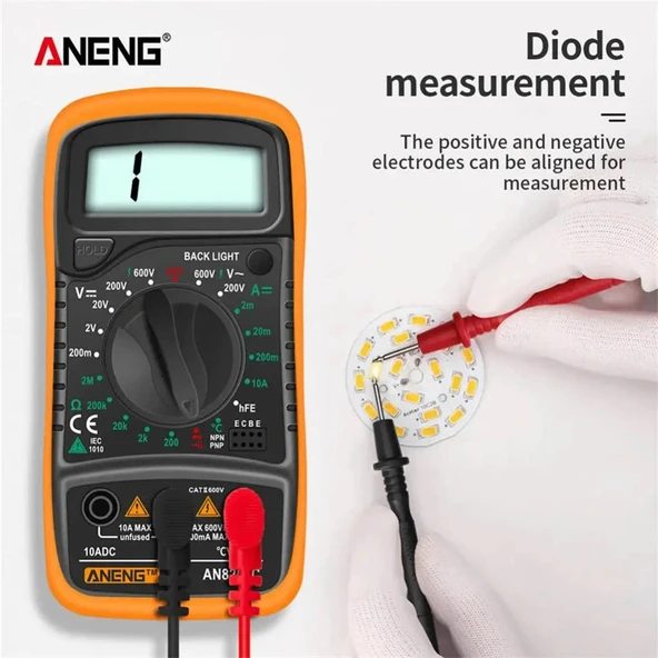 Aneng AN8205C Dijital Multimetre (Sarı) - Resim 6