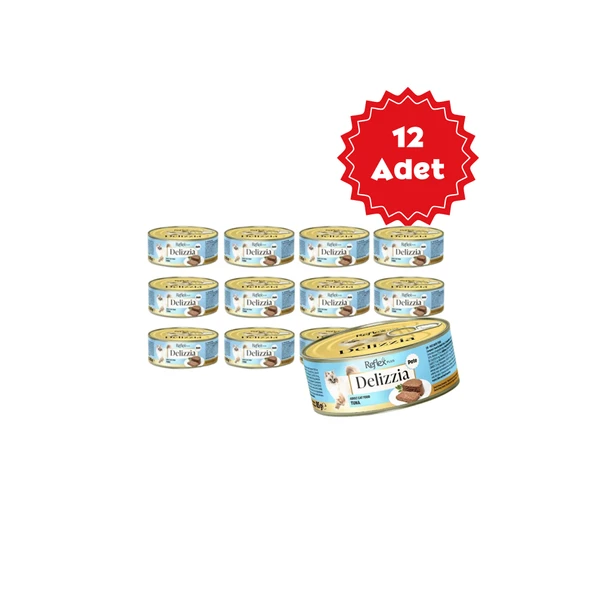 Reflex Plus Delizzia Kıyılmış Ton Balıklı Pate Yetişkin Kedi Konservesi 85gr x 12 Adet ürün görseli 1