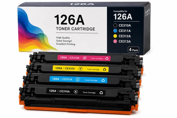 HP CE310A Siyah CE311A CE312A CE313A Renkli Muadil Toner Seti CP1025 Uyumlu ürün görseli 1