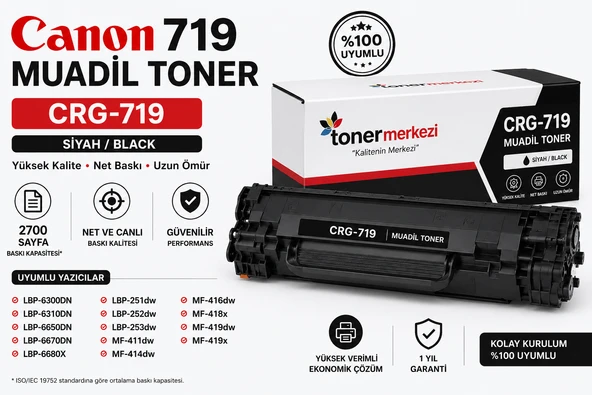 Canon 719 Toner Muadili LBP6310DN LBP6670DN MF418x Yazıcı Uyumlu ürün görseli 1