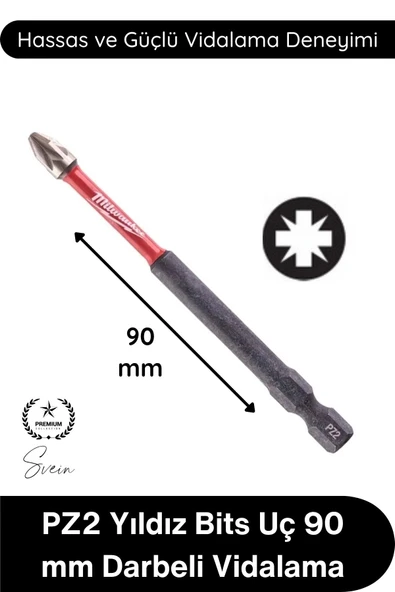 #Vidalama PZ2 Yıldız Bits Uç 90 Mm Darbeli Vidalama Tornavida Aksesuarı Profesyonel Çelik Şok Emici Dayanıklı Manyetik G ürün görseli 1
