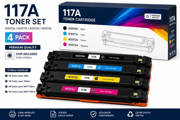 HP W2070A W2071A W2072A W2073A Muadil Toner Seti  150nw 178nw Uyumlu ürün görseli 1