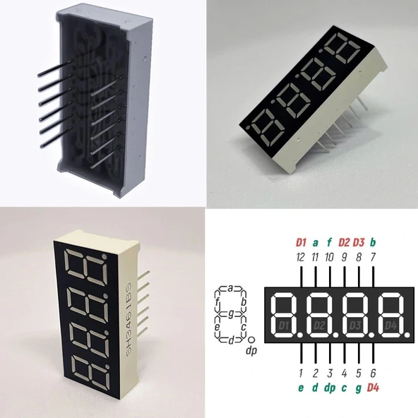 9.2mm 4lü 7 Segment Display Ekran Kırmızı Ortak Anot - Resim 5