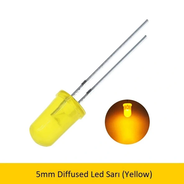 5mm Led Sarı Diyot Diffused 1 Adet ürün görseli 1