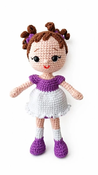 Mor Misket Bebek Amigurumi Organik Oyuncak ürün görseli 1