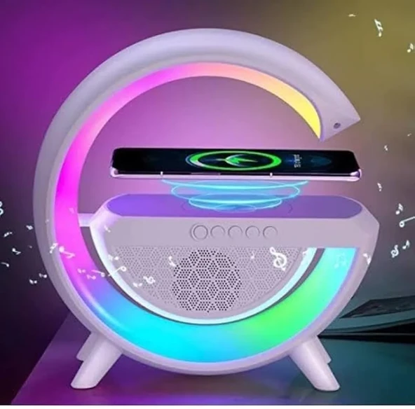 Kablosuz Telefon Şarj Bluetooth Hoparlör Istasyonu Ses Rgb Atmosfer Gece Işık Bt-2301 (5250) ürün görseli 1