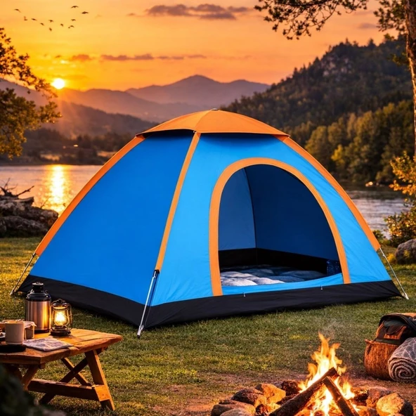 3 Kişilik Yarı Otomatik Kurulum Kamp Çadırı - Suya Dayanıklı, Taşıma Çantalı Outdoor Aile Çadırı, Piknik, Plaj ve Doğa 200x150x110 cm (5250) ürün görseli 1