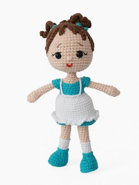 Turkuaz Bıdış Bebek Amigurumi Organik Oyuncak ürün görseli 1