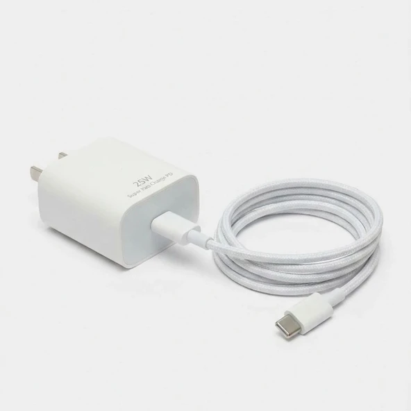 25W Hızlı Şarj Adaptörü USB-C to Type-C Kablolu - PD Destekli, Süper Hızlı Şarj Cihazı (5250) ürün görseli 1
