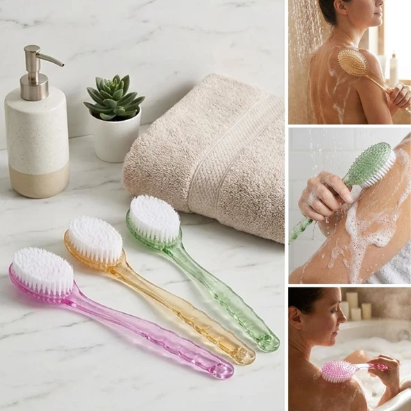 Plastik Saplı Vücut Temizleme Fırçası - Çok Amaçlı Sırt ve Vücut İçin Banyo ve Duş Kese Aparatı (5250) ürün görseli 1