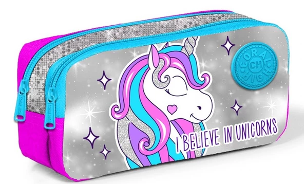 Coral High Kids İki Bölmeli Unicorns Baskılı Kalemlik - Kız ürün görseli 1