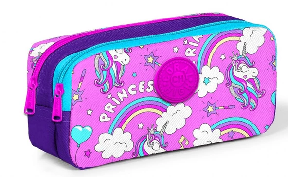 Coral High Kids İki Bölmeli Pembe Unicorn Baskılı Kalemlik - Kız ürün görseli 1