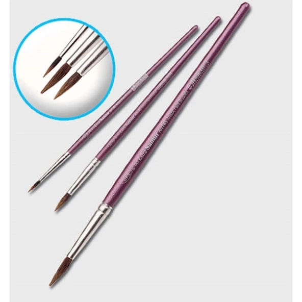 Samur Fırça Sulu Boya Extra Kalem Midilli Kıl No:07 (12 Li Paket) ürün görseli 1