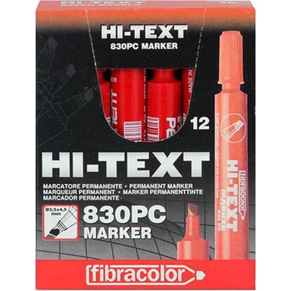 Hi-Text Markör Kesik Uçlu Kırmızı Koli Kalemi (12 Li Paket) ürün görseli 1